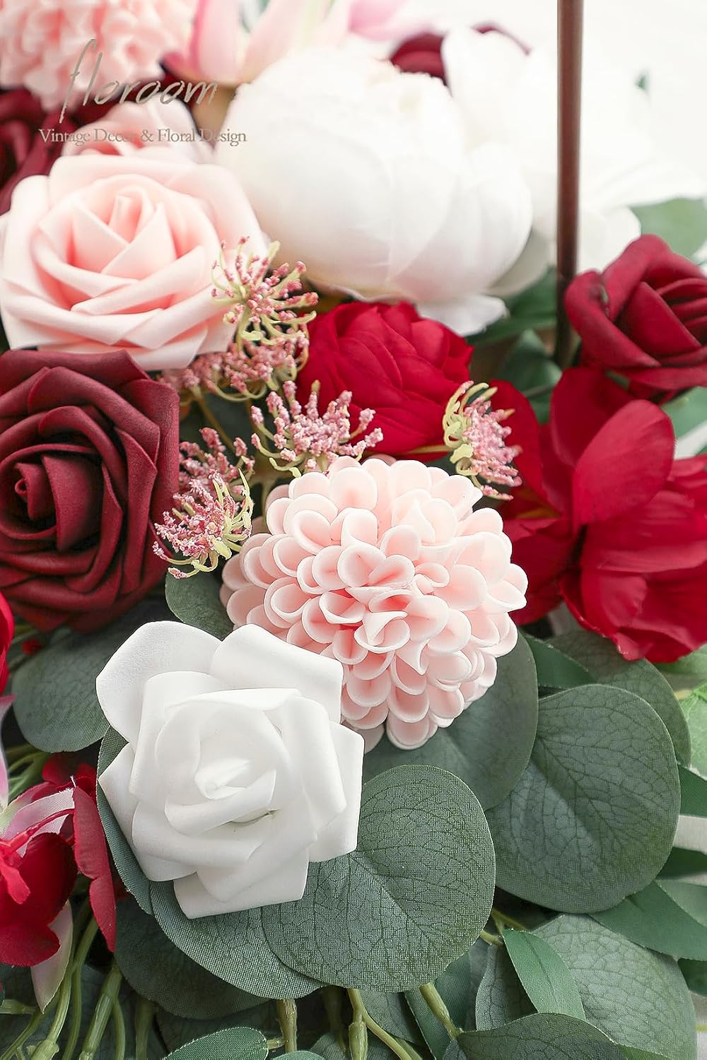 Artificial Dahlia Flowers 25pcs Real Looking Ivory Foam Fake Roses with Stems for DIY Wedding Bouquets White Bridal Shower Centerpieces Floral Arrangements Party Tables Home Decoration