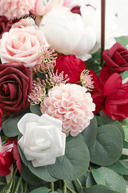 Artificial Dahlia Flowers 25pcs Real Looking Ivory Foam Fake Roses with Stems for DIY Wedding Bouquets White Bridal Shower Centerpieces Floral Arrangements Party Tables Home Decoration
