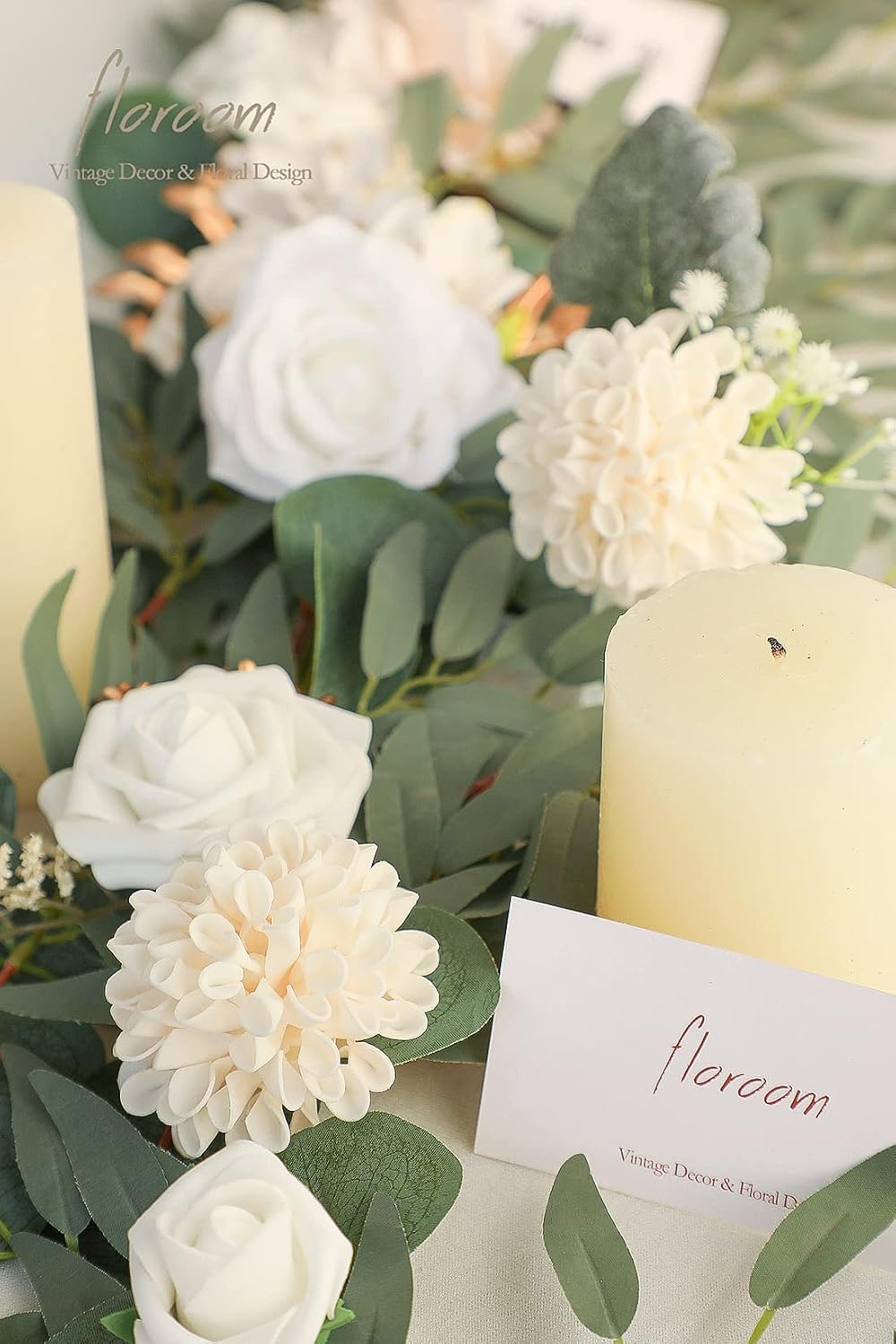 Artificial Dahlia Flowers 25pcs Real Looking Ivory Foam Fake Roses with Stems for DIY Wedding Bouquets White Bridal Shower Centerpieces Floral Arrangements Party Tables Home Decoration