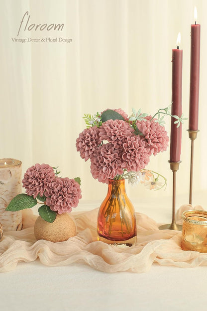 Artificial Dahlia Flowers 25pcs Real Looking Ivory Foam Fake Roses with Stems for DIY Wedding Bouquets White Bridal Shower Centerpieces Floral Arrangements Party Tables Home Decoration