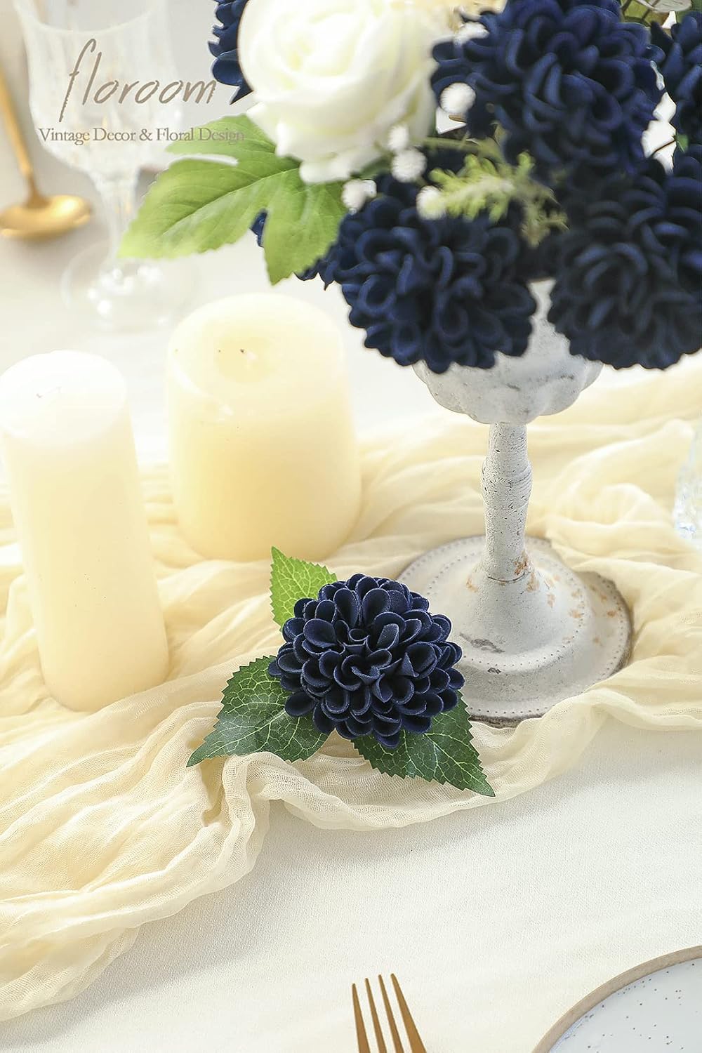 Artificial Dahlia Flowers 25pcs Real Looking Ivory Foam Fake Roses with Stems for DIY Wedding Bouquets White Bridal Shower Centerpieces Floral Arrangements Party Tables Home Decoration