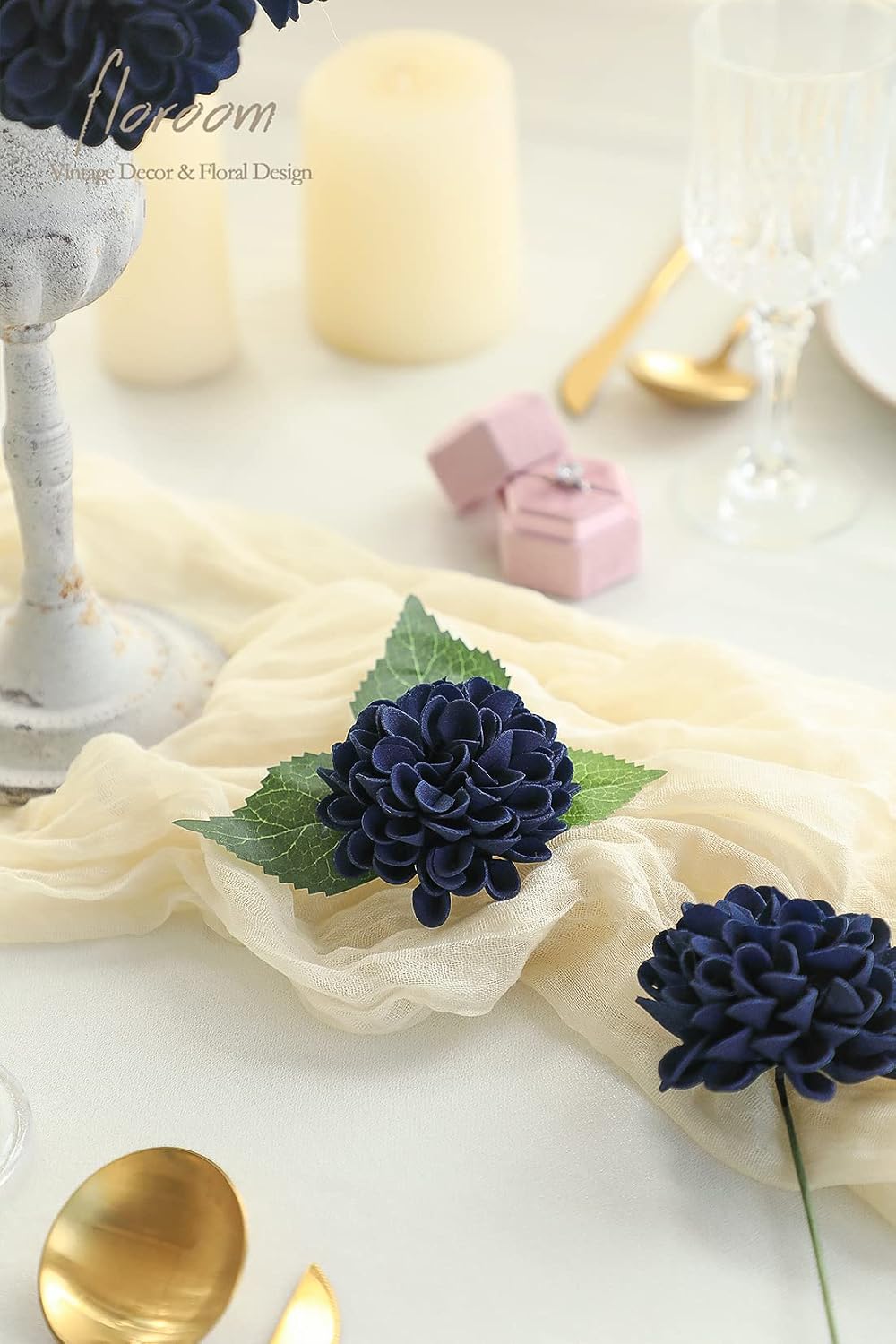 Artificial Dahlia Flowers 25pcs Real Looking Ivory Foam Fake Roses with Stems for DIY Wedding Bouquets White Bridal Shower Centerpieces Floral Arrangements Party Tables Home Decoration