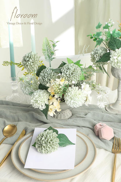 Artificial Dahlia Flowers 25pcs Real Looking Ivory Foam Fake Roses with Stems for DIY Wedding Bouquets White Bridal Shower Centerpieces Floral Arrangements Party Tables Home Decoration