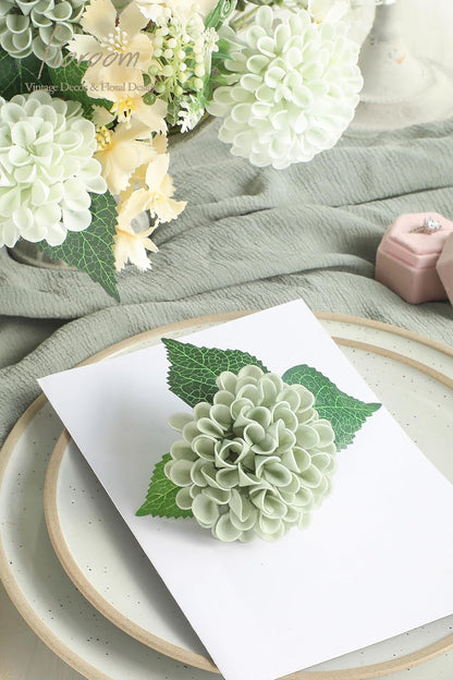 Artificial Dahlia Flowers 25pcs Real Looking Ivory Foam Fake Roses with Stems for DIY Wedding Bouquets White Bridal Shower Centerpieces Floral Arrangements Party Tables Home Decoration