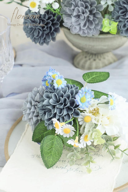 Artificial Dahlia Flowers 25pcs Real Looking Ivory Foam Fake Roses with Stems for DIY Wedding Bouquets White Bridal Shower Centerpieces Floral Arrangements Party Tables Home Decoration