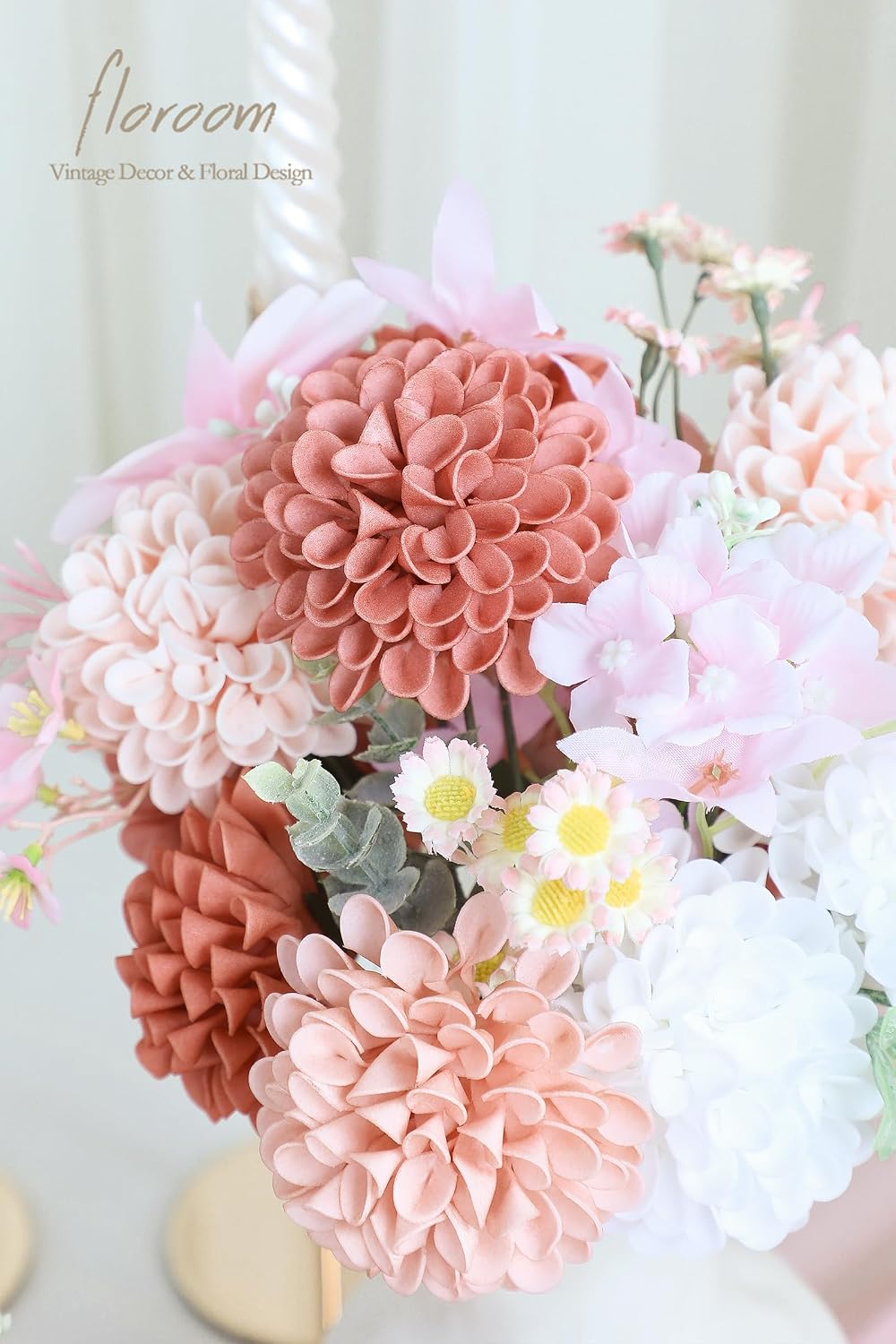 Artificial Dahlia Flowers 25pcs Real Looking Ivory Foam Fake Roses with Stems for DIY Wedding Bouquets White Bridal Shower Centerpieces Floral Arrangements Party Tables Home Decoration