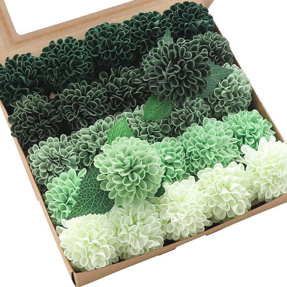 Artificial Dahlia Flowers 25pcs Real Looking Ivory Foam Fake Roses with Stems for DIY Wedding Bouquets White Bridal Shower Centerpieces Floral Arrangements Party Tables Home Decoration