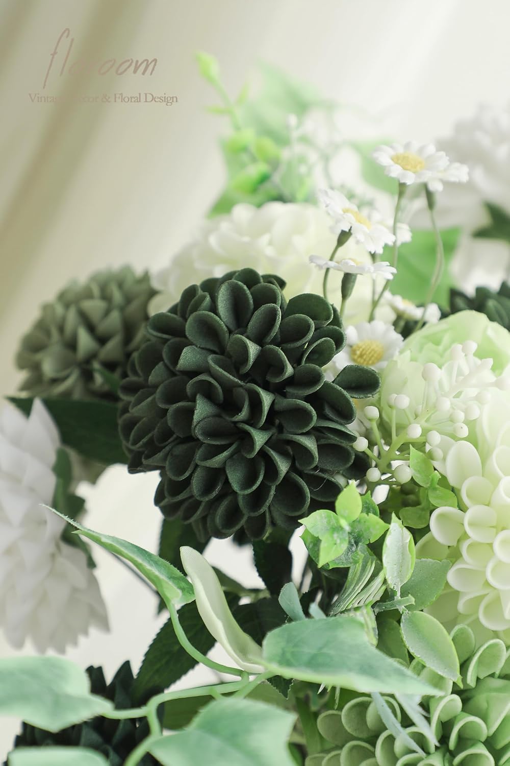 Artificial Dahlia Flowers 25pcs Real Looking Ivory Foam Fake Roses with Stems for DIY Wedding Bouquets White Bridal Shower Centerpieces Floral Arrangements Party Tables Home Decoration
