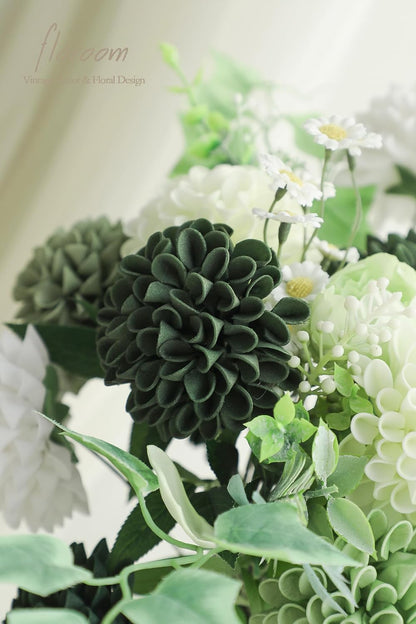 Artificial Dahlia Flowers 25pcs Real Looking Ivory Foam Fake Roses with Stems for DIY Wedding Bouquets White Bridal Shower Centerpieces Floral Arrangements Party Tables Home Decoration