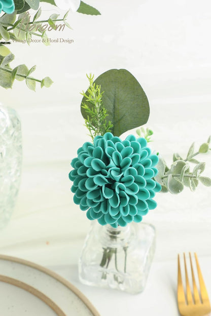 Artificial Dahlia Flowers 25pcs Real Looking Ivory Foam Fake Roses with Stems for DIY Wedding Bouquets White Bridal Shower Centerpieces Floral Arrangements Party Tables Home Decoration