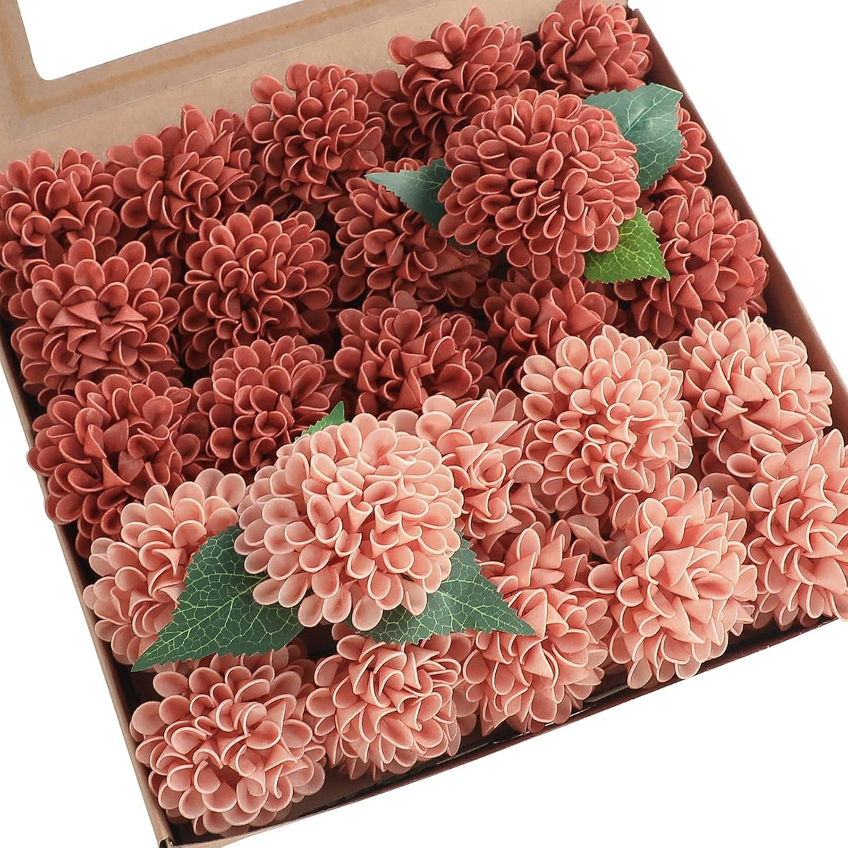Artificial Dahlia Flowers 25pcs Real Looking Ivory Foam Fake Roses with Stems for DIY Wedding Bouquets White Bridal Shower Centerpieces Floral Arrangements Party Tables Home Decoration