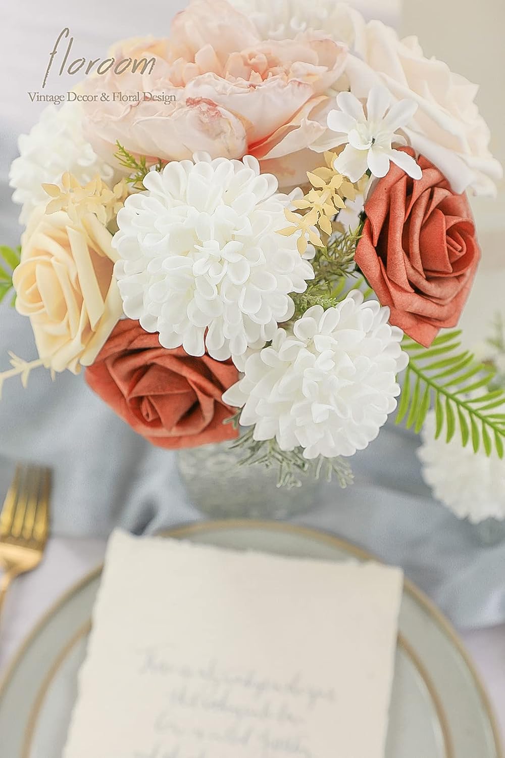 Artificial Dahlia Flowers 25pcs Real Looking Ivory Foam Fake Roses with Stems for DIY Wedding Bouquets White Bridal Shower Centerpieces Floral Arrangements Party Tables Home Decoration