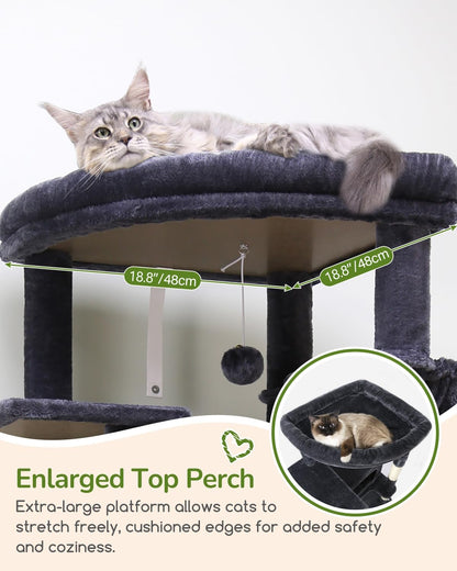 Cactus Heavy Duty Cat Tree, 74in Tall Sturdy Cat Tower for Large Cats Adult Big Cat Tree with 7 Scratching Posts, 2 Padded Spacious Condos, 2 Hanging Baskets, Enlarged Top Perch, S74, Green