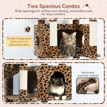 Cactus Heavy Duty Cat Tree, 74in Tall Sturdy Cat Tower for Large Cats Adult Big Cat Tree with 7 Scratching Posts, 2 Padded Spacious Condos, 2 Hanging Baskets, Enlarged Top Perch, S74, Green