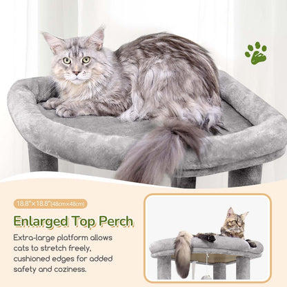 Cactus Heavy Duty Cat Tree, 74in Tall Sturdy Cat Tower for Large Cats Adult Big Cat Tree with 7 Scratching Posts, 2 Padded Spacious Condos, 2 Hanging Baskets, Enlarged Top Perch, S74, Green