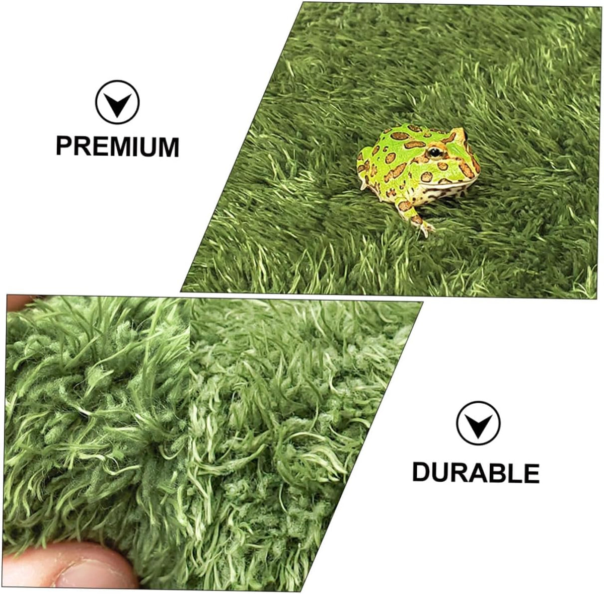 2pcs Crawling Carpets Moisturizing Artificial Grass Mats for Reptiles Amphibians Absorbent Natural Look Green