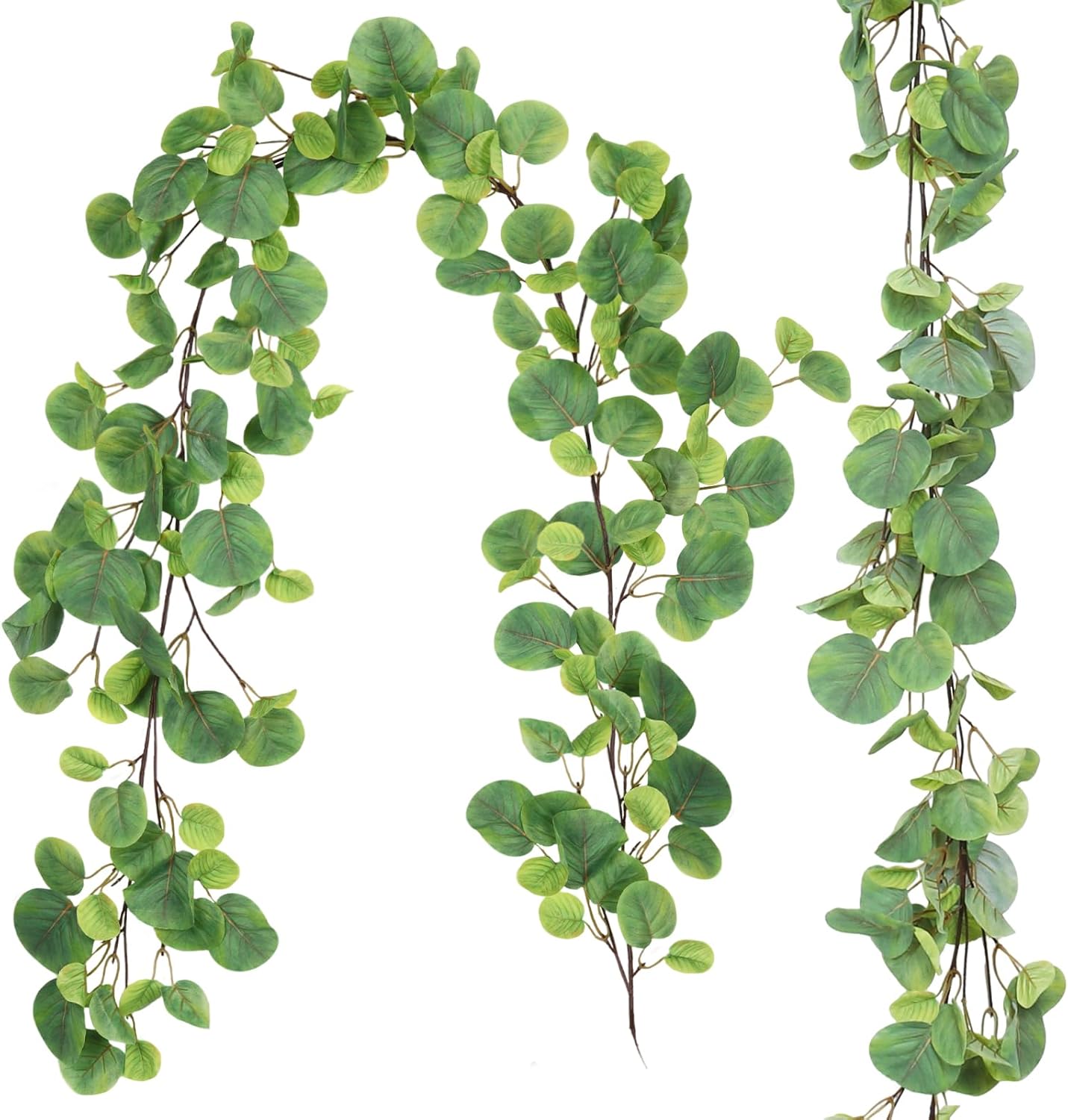 Artificial Willow Leaves Vine Twigs 2Pcs 6.2Ft Fake Hanging Plant Silk Leaf Ivy Garland Faux Italian Ruscus Greenery Indoor Outdoor Wedding Arch Jungle Beach Birthday Party Garden Decor