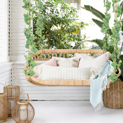 Artificial Willow Leaves Vine Twigs 2Pcs 6.2Ft Fake Hanging Plant Silk Leaf Ivy Garland Faux Italian Ruscus Greenery Indoor Outdoor Wedding Arch Jungle Beach Birthday Party Garden Decor