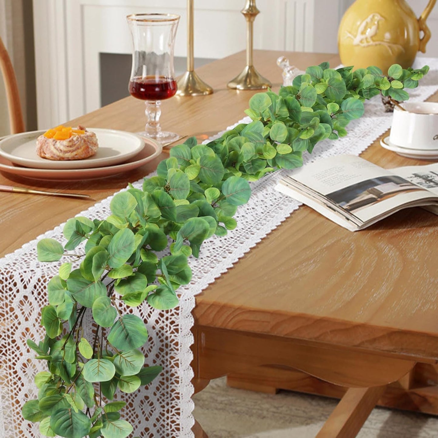 Artificial Willow Leaves Vine Twigs 2Pcs 6.2Ft Fake Hanging Plant Silk Leaf Ivy Garland Faux Italian Ruscus Greenery Indoor Outdoor Wedding Arch Jungle Beach Birthday Party Garden Decor