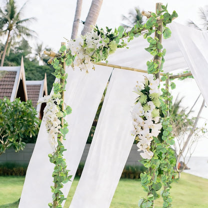 Artificial Willow Leaves Vine Twigs 2Pcs 6.2Ft Fake Hanging Plant Silk Leaf Ivy Garland Faux Italian Ruscus Greenery Indoor Outdoor Wedding Arch Jungle Beach Birthday Party Garden Decor