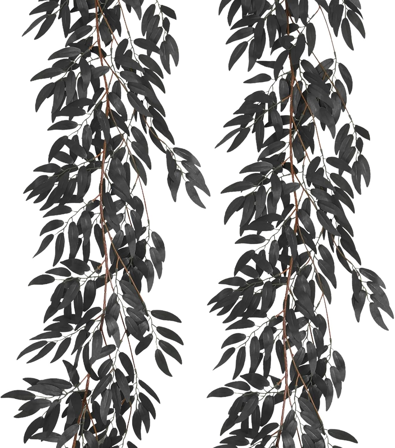 Artificial Willow Leaves Vine Twigs 2Pcs 6.2Ft Fake Hanging Plant Silk Leaf Ivy Garland Faux Italian Ruscus Greenery Indoor Outdoor Wedding Arch Jungle Beach Birthday Party Garden Decor