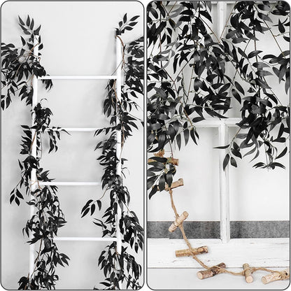Artificial Willow Leaves Vine Twigs 2Pcs 6.2Ft Fake Hanging Plant Silk Leaf Ivy Garland Faux Italian Ruscus Greenery Indoor Outdoor Wedding Arch Jungle Beach Birthday Party Garden Decor
