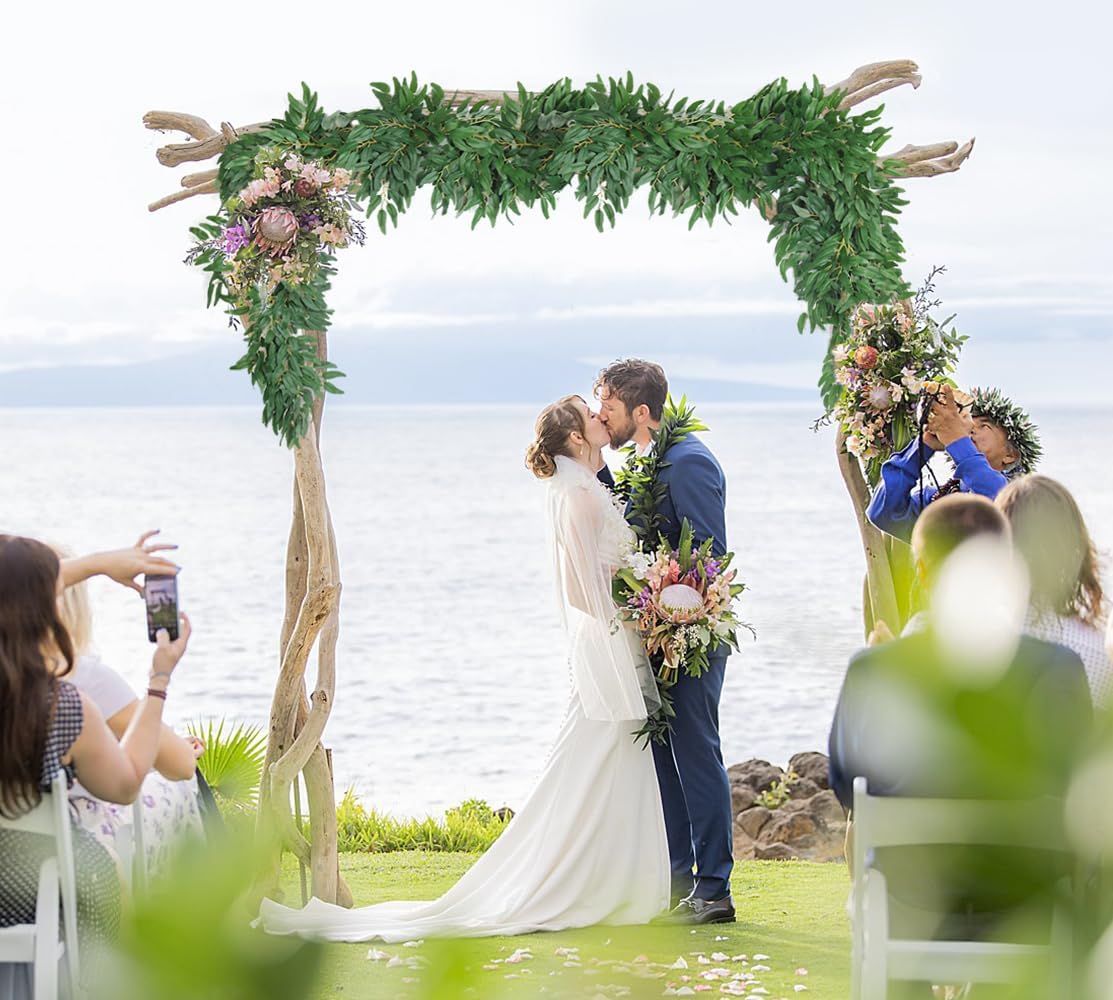 Artificial Willow Leaves Vine Twigs 2Pcs 6.2Ft Fake Hanging Plant Silk Leaf Ivy Garland Faux Italian Ruscus Greenery Indoor Outdoor Wedding Arch Jungle Beach Birthday Party Garden Decor