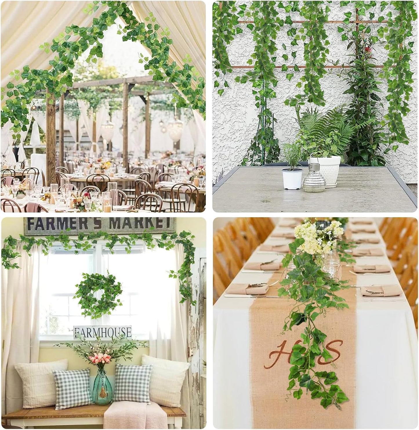 Artificial Willow Leaves Vine Twigs 2Pcs 6.2Ft Fake Hanging Plant Silk Leaf Ivy Garland Faux Italian Ruscus Greenery Indoor Outdoor Wedding Arch Jungle Beach Birthday Party Garden Decor