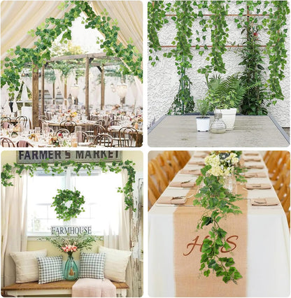 Artificial Willow Leaves Vine Twigs 2Pcs 6.2Ft Fake Hanging Plant Silk Leaf Ivy Garland Faux Italian Ruscus Greenery Indoor Outdoor Wedding Arch Jungle Beach Birthday Party Garden Decor