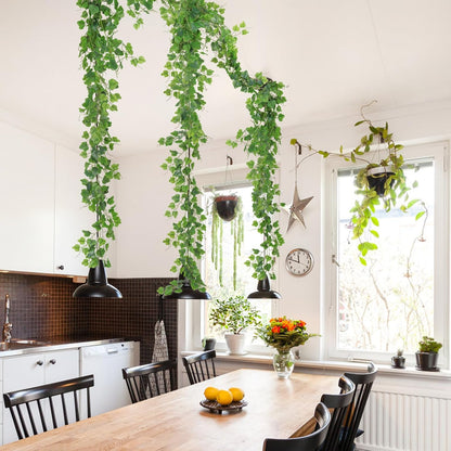 Artificial Willow Leaves Vine Twigs 2Pcs 6.2Ft Fake Hanging Plant Silk Leaf Ivy Garland Faux Italian Ruscus Greenery Indoor Outdoor Wedding Arch Jungle Beach Birthday Party Garden Decor