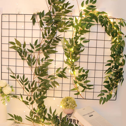 Artificial Willow Leaves Vine Twigs 2Pcs 6.2Ft Fake Hanging Plant Silk Leaf Ivy Garland Faux Italian Ruscus Greenery Indoor Outdoor Wedding Arch Jungle Beach Birthday Party Garden Decor