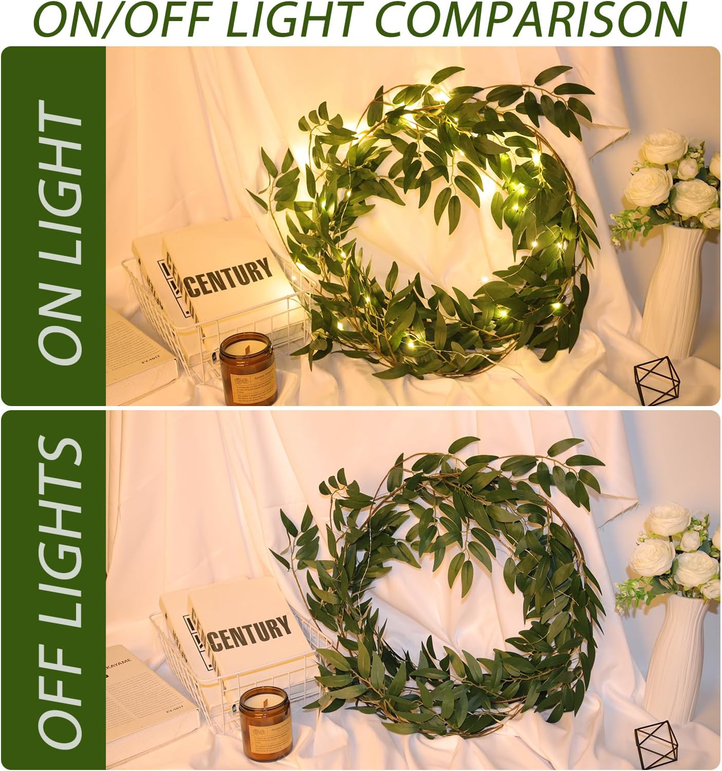 Artificial Willow Leaves Vine Twigs 2Pcs 6.2Ft Fake Hanging Plant Silk Leaf Ivy Garland Faux Italian Ruscus Greenery Indoor Outdoor Wedding Arch Jungle Beach Birthday Party Garden Decor
