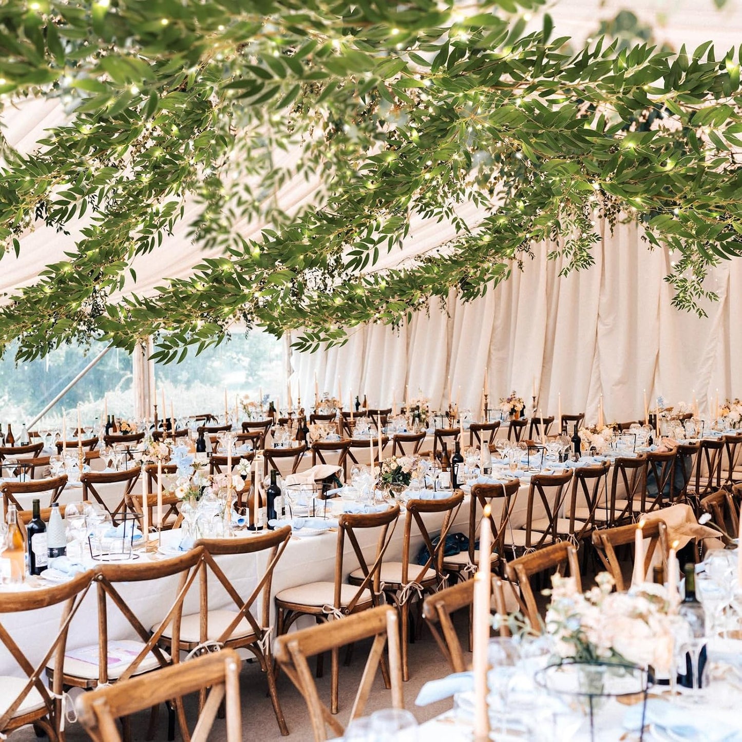 Artificial Willow Leaves Vine Twigs 2Pcs 6.2Ft Fake Hanging Plant Silk Leaf Ivy Garland Faux Italian Ruscus Greenery Indoor Outdoor Wedding Arch Jungle Beach Birthday Party Garden Decor
