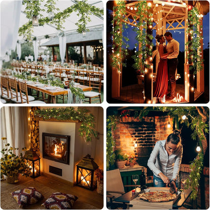 Artificial Willow Leaves Vine Twigs 2Pcs 6.2Ft Fake Hanging Plant Silk Leaf Ivy Garland Faux Italian Ruscus Greenery Indoor Outdoor Wedding Arch Jungle Beach Birthday Party Garden Decor