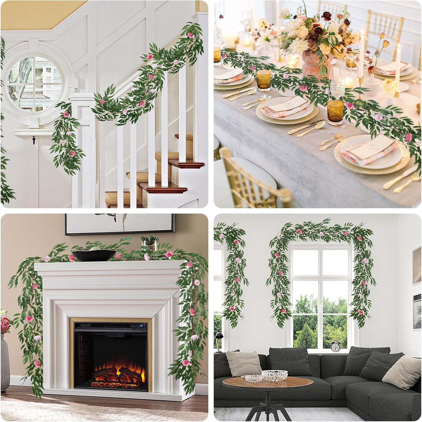 Artificial Willow Leaves Vine Twigs 2Pcs 6.2Ft Fake Hanging Plant Silk Leaf Ivy Garland Faux Italian Ruscus Greenery Indoor Outdoor Wedding Arch Jungle Beach Birthday Party Garden Decor