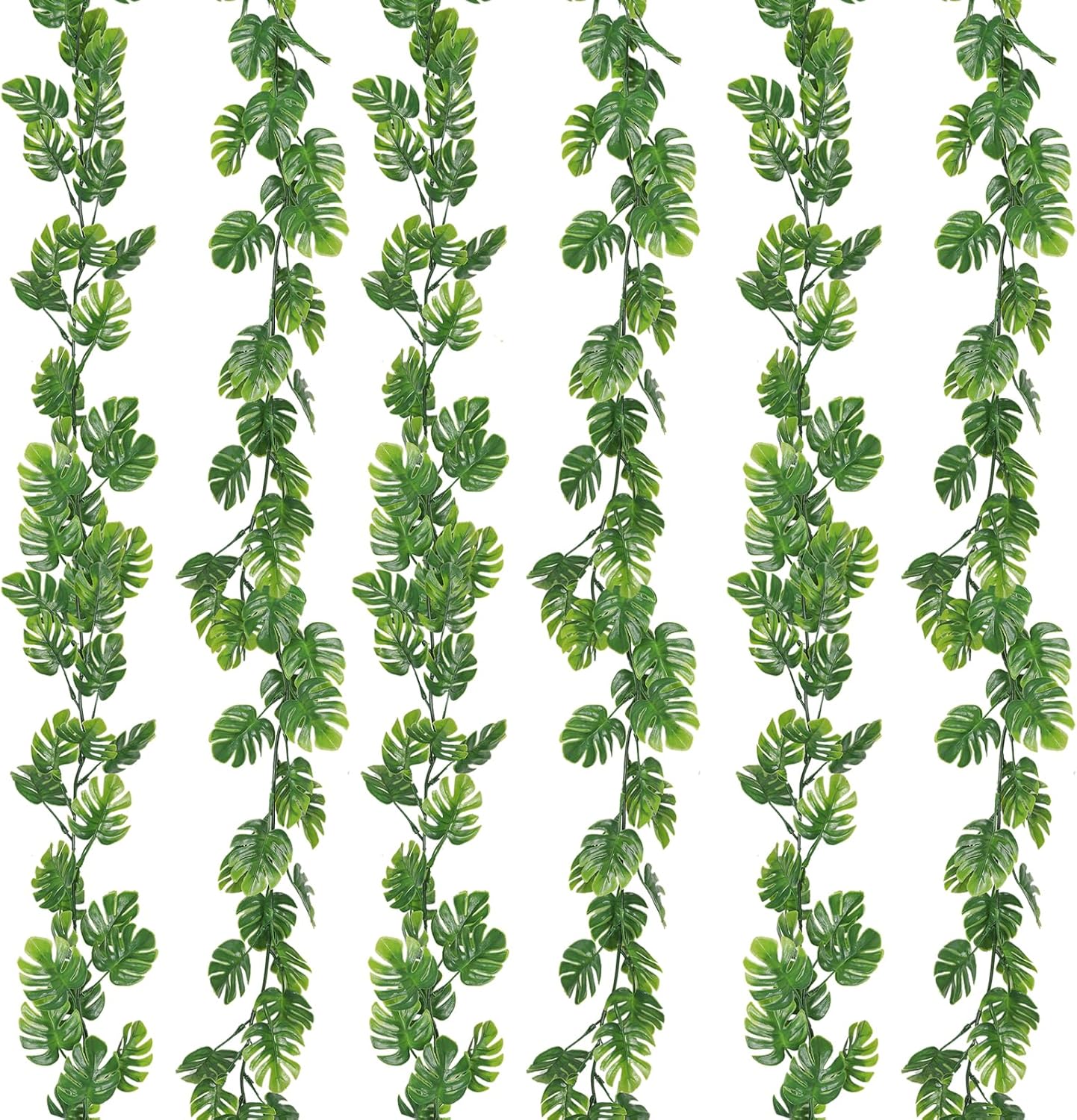 Artificial Willow Leaves Vine Twigs 2Pcs 6.2Ft Fake Hanging Plant Silk Leaf Ivy Garland Faux Italian Ruscus Greenery Indoor Outdoor Wedding Arch Jungle Beach Birthday Party Garden Decor