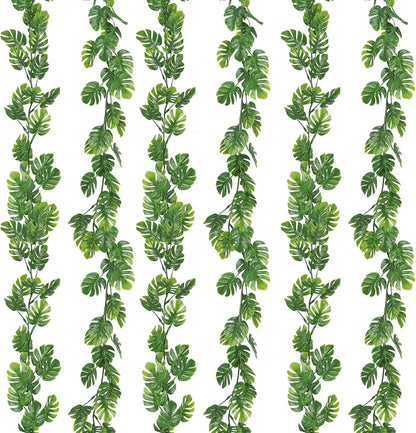 Artificial Willow Leaves Vine Twigs 2Pcs 6.2Ft Fake Hanging Plant Silk Leaf Ivy Garland Faux Italian Ruscus Greenery Indoor Outdoor Wedding Arch Jungle Beach Birthday Party Garden Decor