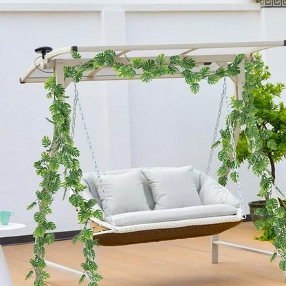 Artificial Willow Leaves Vine Twigs 2Pcs 6.2Ft Fake Hanging Plant Silk Leaf Ivy Garland Faux Italian Ruscus Greenery Indoor Outdoor Wedding Arch Jungle Beach Birthday Party Garden Decor