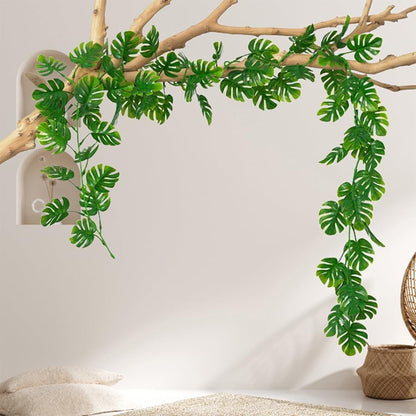 Artificial Willow Leaves Vine Twigs 2Pcs 6.2Ft Fake Hanging Plant Silk Leaf Ivy Garland Faux Italian Ruscus Greenery Indoor Outdoor Wedding Arch Jungle Beach Birthday Party Garden Decor