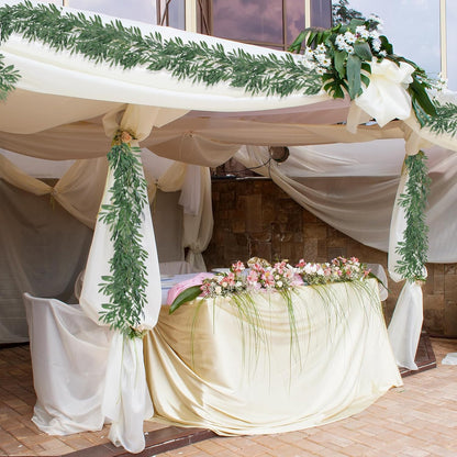 Artificial Willow Leaves Vine Twigs 2Pcs 6.2Ft Fake Hanging Plant Silk Leaf Ivy Garland Faux Italian Ruscus Greenery Indoor Outdoor Wedding Arch Jungle Beach Birthday Party Garden Decor