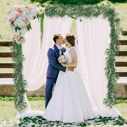 Artificial Willow Leaves Vine Twigs 2Pcs 6.2Ft Fake Hanging Plant Silk Leaf Ivy Garland Faux Italian Ruscus Greenery Indoor Outdoor Wedding Arch Jungle Beach Birthday Party Garden Decor