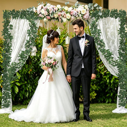 Artificial Willow Leaves Vine Twigs 2Pcs 6.2Ft Fake Hanging Plant Silk Leaf Ivy Garland Faux Italian Ruscus Greenery Indoor Outdoor Wedding Arch Jungle Beach Birthday Party Garden Decor