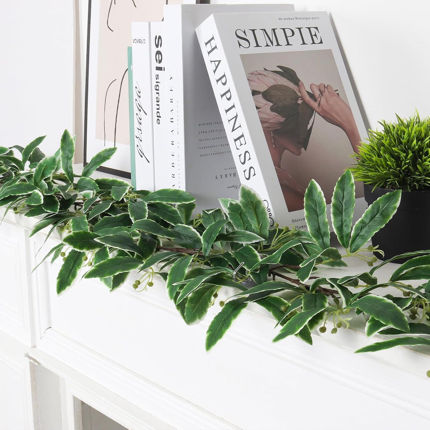 Artificial Willow Leaves Vine Twigs 2Pcs 6.2Ft Fake Hanging Plant Silk Leaf Ivy Garland Faux Italian Ruscus Greenery Indoor Outdoor Wedding Arch Jungle Beach Birthday Party Garden Decor