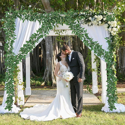 Artificial Willow Leaves Vine Twigs 2Pcs 6.2Ft Fake Hanging Plant Silk Leaf Ivy Garland Faux Italian Ruscus Greenery Indoor Outdoor Wedding Arch Jungle Beach Birthday Party Garden Decor