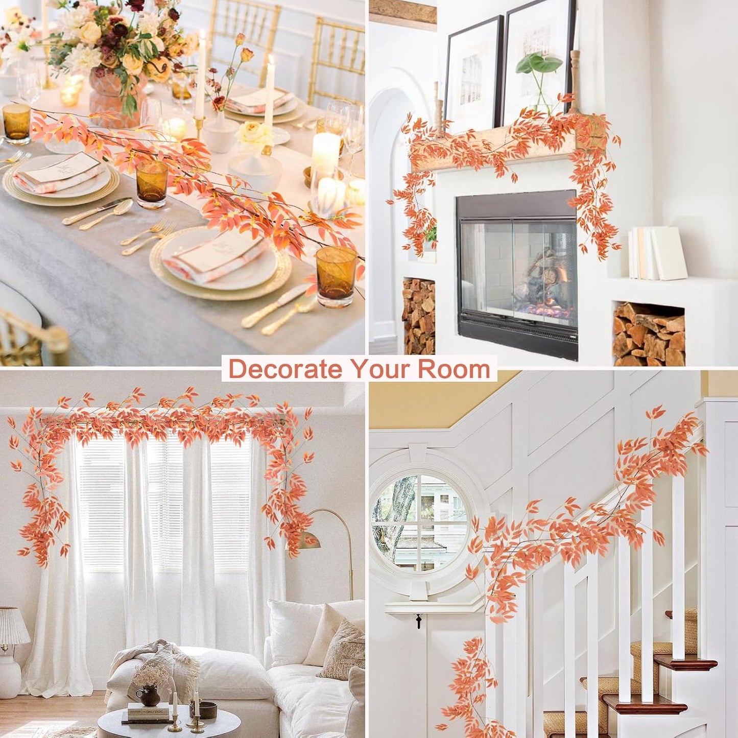 Artificial Willow Leaves Vine Twigs 2Pcs 6.2Ft Fake Hanging Plant Silk Leaf Ivy Garland Faux Italian Ruscus Greenery Indoor Outdoor Wedding Arch Jungle Beach Birthday Party Garden Decor
