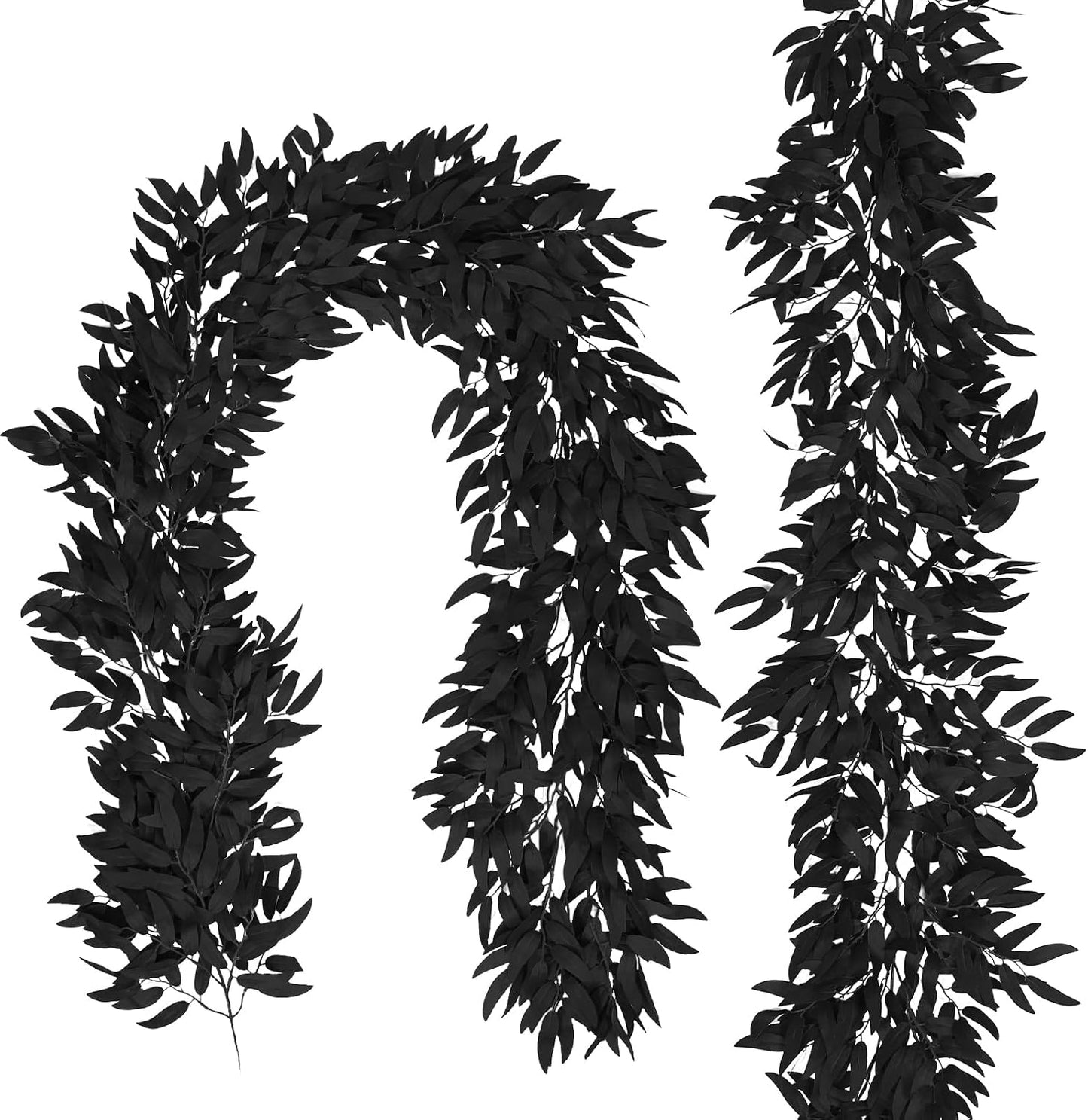 Artificial Willow Leaves Vine Twigs 2Pcs 6.2Ft Fake Hanging Plant Silk Leaf Ivy Garland Faux Italian Ruscus Greenery Indoor Outdoor Wedding Arch Jungle Beach Birthday Party Garden Decor