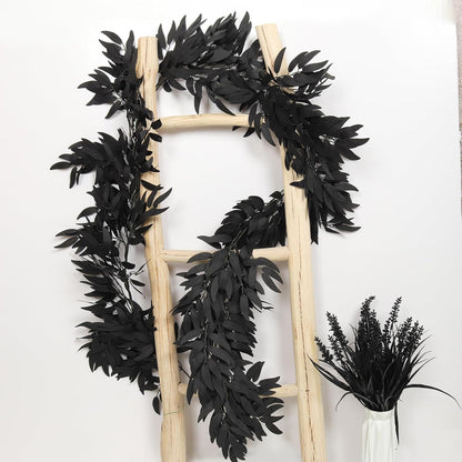 Artificial Willow Leaves Vine Twigs 2Pcs 6.2Ft Fake Hanging Plant Silk Leaf Ivy Garland Faux Italian Ruscus Greenery Indoor Outdoor Wedding Arch Jungle Beach Birthday Party Garden Decor