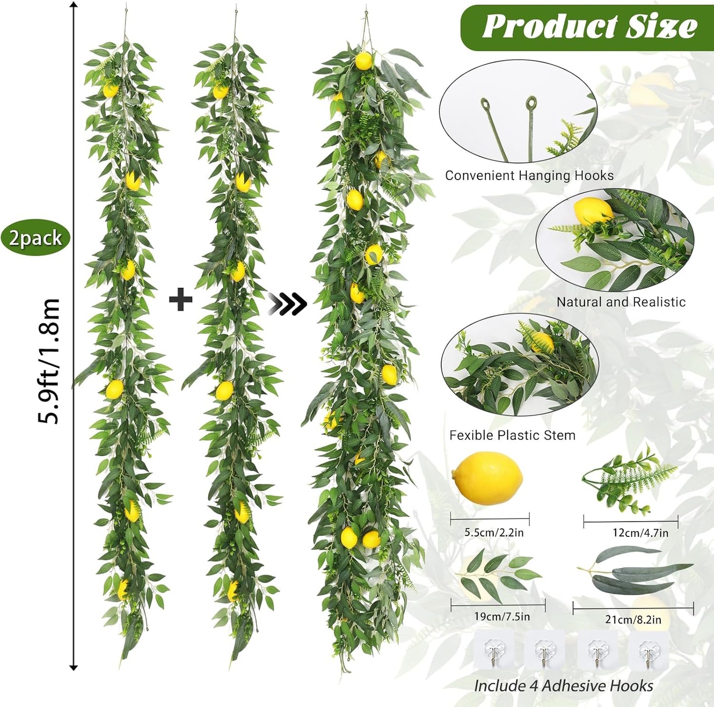 Artificial Willow Leaves Vine Twigs 2Pcs 6.2Ft Fake Hanging Plant Silk Leaf Ivy Garland Faux Italian Ruscus Greenery Indoor Outdoor Wedding Arch Jungle Beach Birthday Party Garden Decor