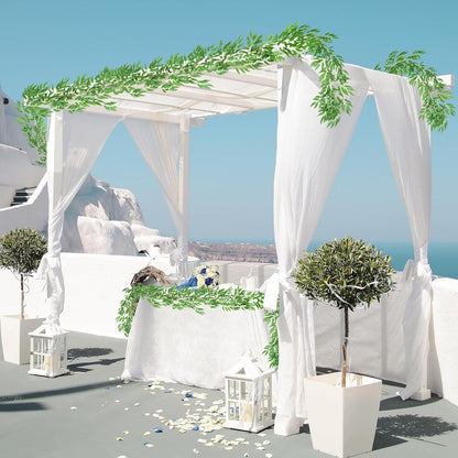 Artificial Willow Leaves Vine Twigs 2Pcs 6.2Ft Fake Hanging Plant Silk Leaf Ivy Garland Faux Italian Ruscus Greenery Indoor Outdoor Wedding Arch Jungle Beach Birthday Party Garden Decor
