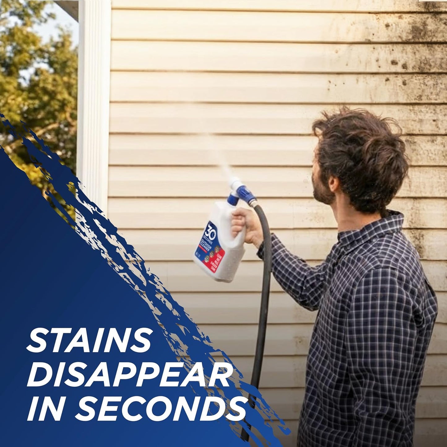 Outdoor Cleaner | Cleans Moss Stains from House, Vinyl Siding, Deck, Patio, Fence - 3 Capped Bottles, 1 Hose End Spray Attachment (64 Fl Oz (Pack of 3)